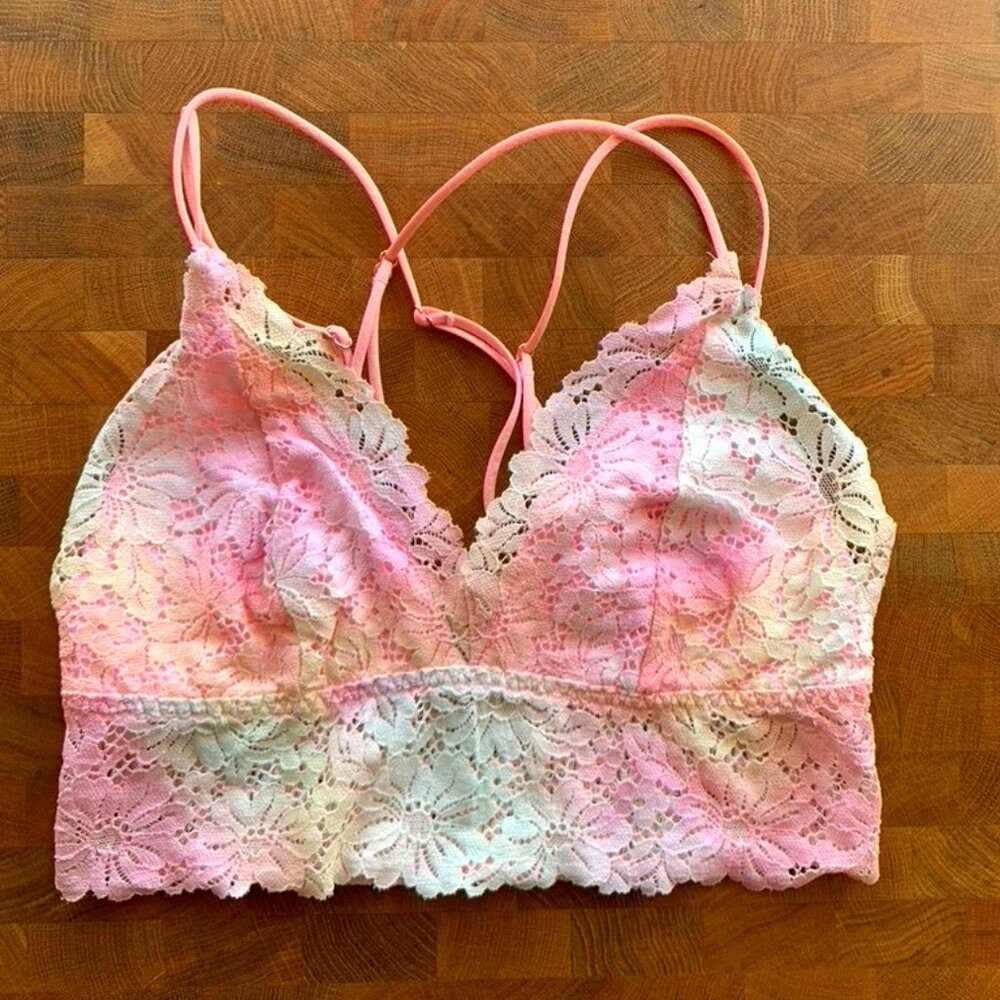 Victoria's Secret PINK Lace Tie-Dye Bralette - Pastel L